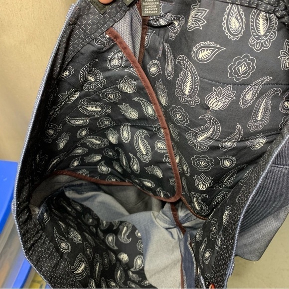 Ted Baker Chambray Straight Pants Sz 36X32 Blue Herringbone Casual Dress Chino - Picture 9 of 15